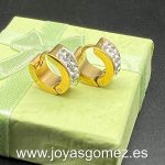 Pendientes circonitas blancas, acero 316L, chapado oro 18k
