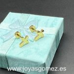 Pendientes cruz acero chapado oro 18k