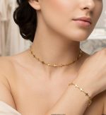 Conjunto cadena y pulsera cruces acero 316 l chapado oro 18k