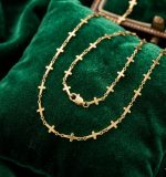 Conjunto cadena y pulsera cruces acero 316 l chapado oro 18k - Imagen 2