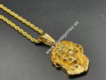 Cordón 3mm*60cm +cara cristo acero 316 l chapado oro 18k - Imagen 4