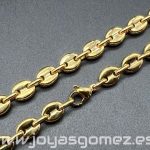 Cadena calabrotes 6mm x 60 cm, acero 316L chapado oro 18k