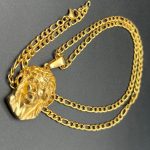 Cadena 4*60cm+colgante rostro cristo, acero 316 l chapado oro 18k