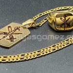 Conjunto Placa 36*22, Cadena 4mm, sello tallas 16-18-20-22-24-26-28-30, Emblema de la Legión, grabado láser, acero 316L chapado oro 18k