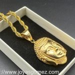 Cordón 4*60cm y colgante buda, acero 316 L chapado oro 18k