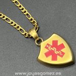 Colgante Alergia +cadena 4*60cm -acero 316 L chapado oro18k
