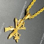 Cordón 4mm*60cm y cruz legión, acero 316L chapado oro 18k