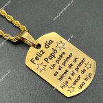 Cordón o cadena + placa día del padre, acero 316L chapado oro 18k