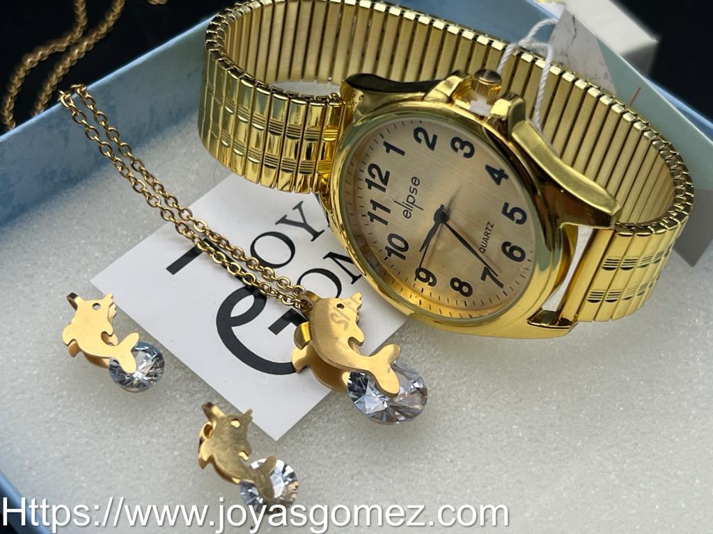 Reloj con brazalete chapado en oro, Oro