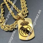 Placa 36*22, Cordón 6*60cm, grabado láser de tú escudo, acero 316L chapado oro 18k