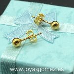 Pendientes bolita, acero 316L chapado oro 18k