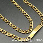 Cadena eslabones 7mm*60cm y esclava 7mm* 21cm, acero 316L, chapado oro 18k