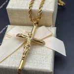 Colgante crucifijo-Cordón 3 mm*60cm, acero 316L chapado oro 18k