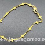 Pulsera 19cm cruces-acero 316L chapado oro 18k