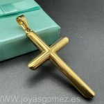Cruz lisa, acero 316L Chapado oro 18k.
