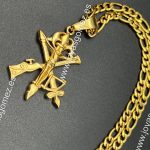 cadena 4mm*60cm y cruz legión, acero 316L chapado oro 18k