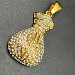 Colgante saquito dólar , acero 316L chapado oro 18k
