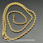 Cordón salomónico 4mm*70cm( medida especial largo)- acero 316L chapado oro 18k