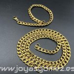 Cadena y pulsera 6 mm ,acero 316L chapado oro 18k