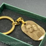 Llavero 316L chapado oro 18k, foto laser personalizado, 36*22 mm