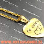 Colgante corazón 3cm + cadena o cordón oferta elegir -acero 316L chapado oro 18k