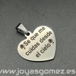 Colgante Corazón 25*30mm, grabado láser, acero 316L (texto incluido)
