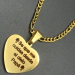 Corazón 3*3 cm, cadena 3mm *60cm, grabado láser, acero 316L chapado oro 18k (texto incluido)