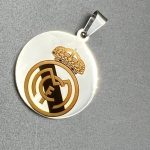 Colgante redonda 3cm, grabado láser de tú escudo, acero 316L