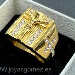 Sello cristo circonitas, tallas 20-28-30 acero 316L chapado oro 18k