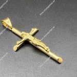 Colgante crucifijo tubo ,acero 316L chapado oro 18k