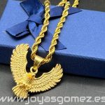 Cordón 4 mm*60 cm+ colgante águila acero 316 l chapado oro18k
