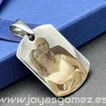 Colgante PLACA 36*26, foto grabación personalizada láser, acero 316L-OFERTA*