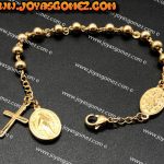 Pulsera Milagrosa, acero 316L Chapado de oro 18k.