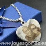 Corazón 25*30+cordón 3*60cm- foto grabación personalizada laser, acero 316L-OFERTA*