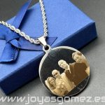 Medalla 35*35(grande)+cordón 3*60cm- foto grabación personalizada laser, acero 316L-OFERTA*