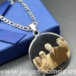 Medalla 35*35(grande)+cadena 4*60cm- foto grabación personalizada laser, acero 316L-OFERTA*