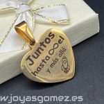 Colgante Corazón 3*3 cm, grabado láser, acero 316L chapado oro 18k (texto incluido)
