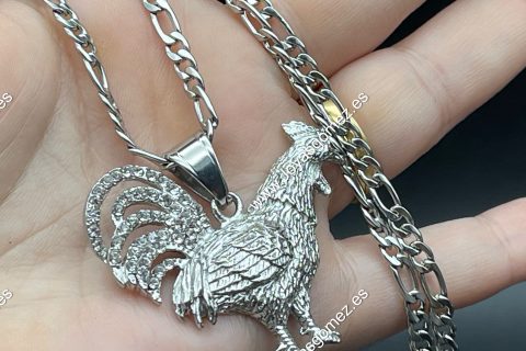 Cadena 4mm*70cm-  colgante gallo CIRCONITAS, acero 316L- LIQUIDACIÓN-