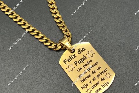 Placa 36*22 y Cadena cubana 4*60cm , grabado láser de texto para el día del padre