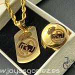 Conjunto de tu equipo, placa, cordón y sello tallas 16-18-20-24-26-30, grabado láser, acero 316L chapado oro 18k