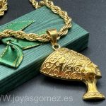 Cordón 6*60 cm y diosa egipcia, acero 316L chapado oro18k
