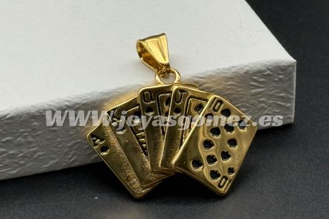 Colgante baraja, acero 316L chapado oro 18k