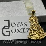 Medalla virgen del Rocío grande , acero 316L chapado oro 18k