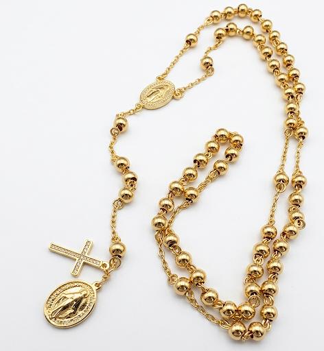 WhatsApp Image 2026-03-27 at 12.18.02 Rosario virgen Milagrosa 6 mm *77cm- acero 316 L chapado oro 18k - Imagen 1