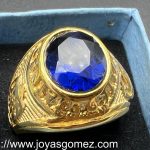 Sello piedra redonda azul, tallas 18, acero 316L chapado oro 18k-LIQUIDACION-