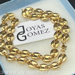 Cadena calabrotes 11mm x 60 cm, acero 316L chapado oro 18k