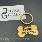 Grabados de Placas Identificativas para tu mascota colgante hueso medida 37 * 25 mm -acero 316L chapado oro 18k