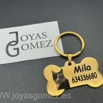 Grabados de Placas Identificativas para tu mascota colgante hueso grande medida 50 * 25 mm  -acero 316L chapado oro 18k