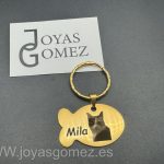 Grabados de Placas Identificativas para tu mascota colgante pez -acero 316L chapado oro 18k