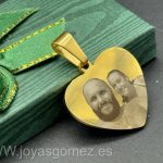 Colgante Corazón 29*29- foto grabación personalizada láser, acero 316L chapado oro 18k